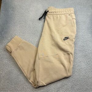 Nike Tech Fleece Jogger Pants Large Beige Tan Athletic Sweatpants Tapered